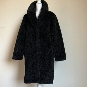NWT! Banana Republic Women's X-Large Black Elegant Faux Fur Sherpa Car Coat